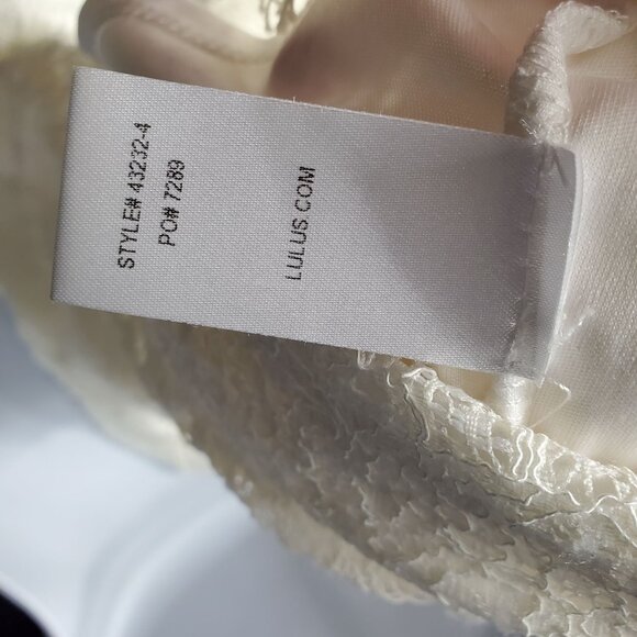Lulus Take Me to Brunch Ivory Lace Short Sleeved Boho Shift Dress Medium - Picture 7 of 11